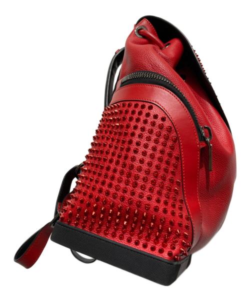 Christian Louboutin（クリスチャン・ルブタン）Christian Louboutin (クリスチャン・ルブタン) スパイク スタッズ エクスプローラーファンク バックパック リュック ブラック×レッドの古着・服飾アイテム