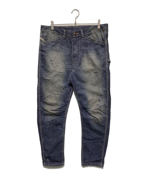 DIESEL（ディーゼル）DIESEL (ディーゼル) ダメージ加工ストライプペインターパンツ ネイビー サイズ:34の古着・服飾アイテム