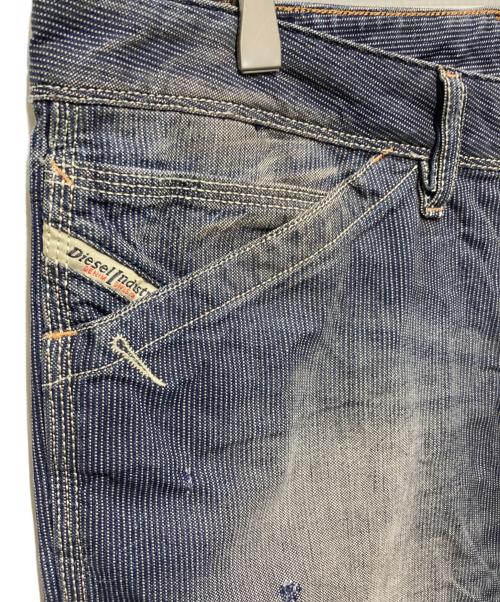DIESEL（ディーゼル）DIESEL (ディーゼル) ダメージ加工ストライプペインターパンツ ネイビー サイズ:34の古着・服飾アイテム