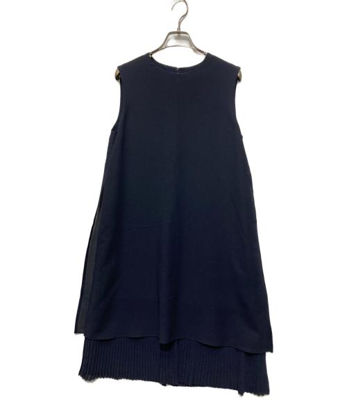 ADORE（アドーア）ADORE (アドーア) プリーツレイヤードワンピース ネイビー サイズ:38の古着・服飾アイテム