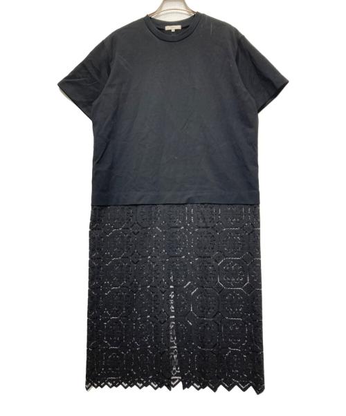 YORI（ヨリ）yori (ヨリ) シアーヘムレースワンピース ブラック サイズ:36の古着・服飾アイテム