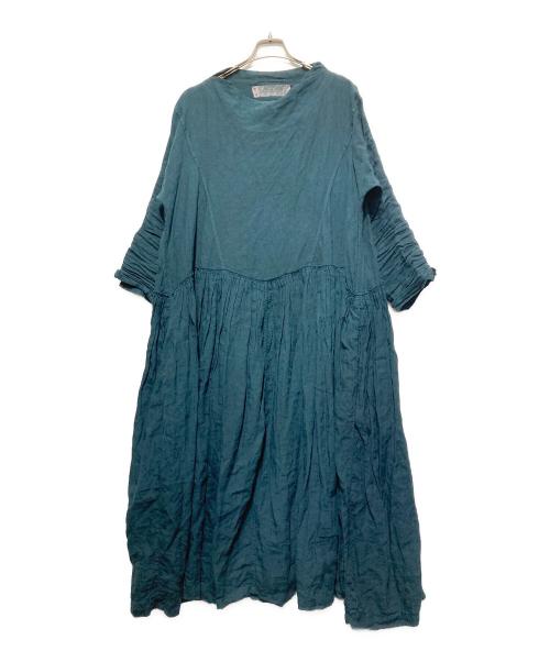 HALLELUJAH（ハレルヤ）HALLELUJAH (ハレルヤ) リネンギャザーワンピース グリーン サイズ:38の古着・服飾アイテム