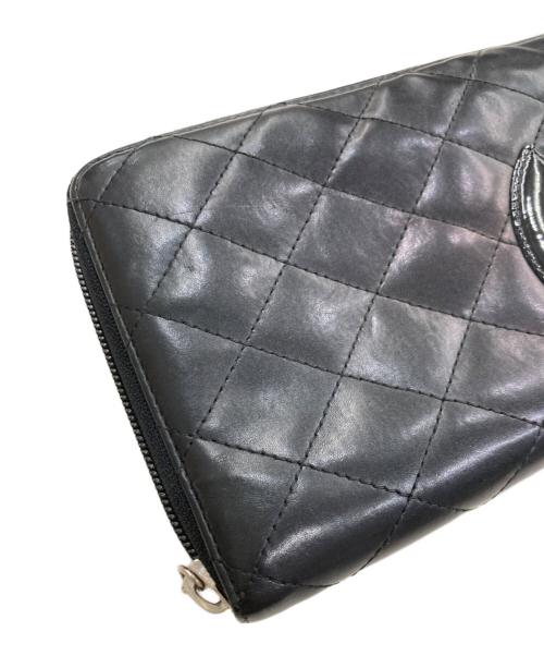 CHANEL（シャネル）CHANEL (シャネル) カンボンラインココマークキルティングウォレット ブラック×ピンクの古着・服飾アイテム