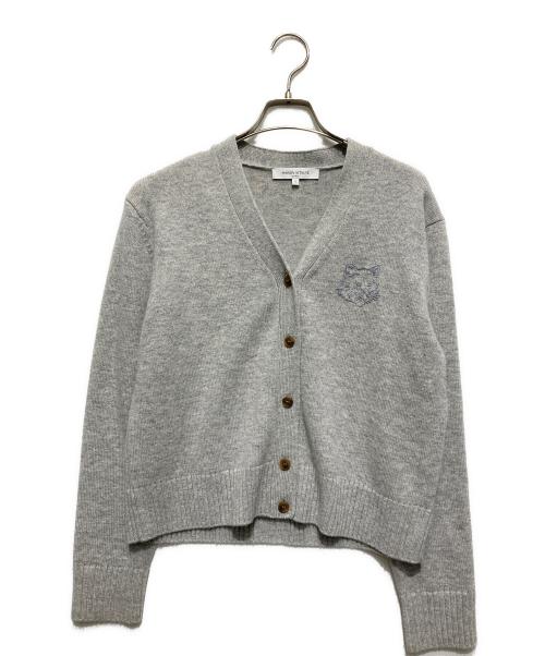 maison kitsune（メゾンキツネ）maison kitsune (メゾンキツネ) ボールドフォックス クロップドカーディガン グレー サイズ:Sの古着・服飾アイテム