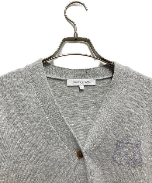 maison kitsune（メゾンキツネ）maison kitsune (メゾンキツネ) ボールドフォックス クロップドカーディガン グレー サイズ:Sの古着・服飾アイテム