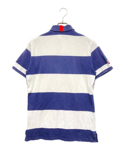 POLO RALPH LAUREN（ポロ・ラルフローレン）POLO RALPH LAUREN (ポロ・ラルフローレン) ビッグポニー 星条旗 ボーダー ポロシャツ ホワイト×ネイビー サイズ:Sの古着・服飾アイテム