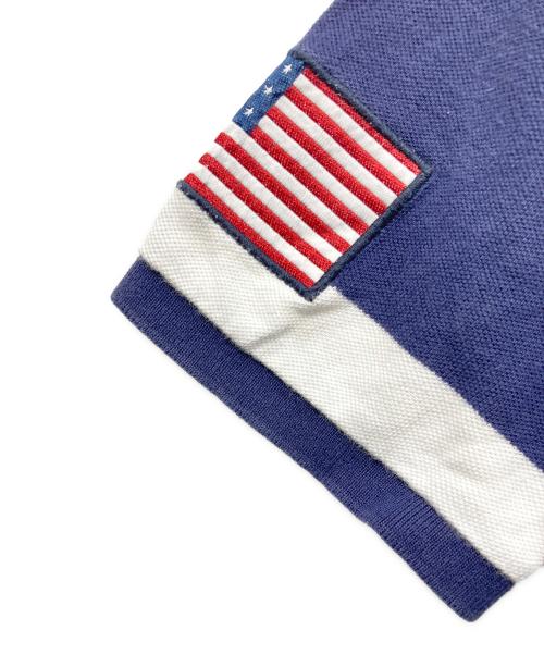 POLO RALPH LAUREN（ポロ・ラルフローレン）POLO RALPH LAUREN (ポロ・ラルフローレン) ビッグポニー 星条旗 ボーダー ポロシャツ ホワイト×ネイビー サイズ:Sの古着・服飾アイテム