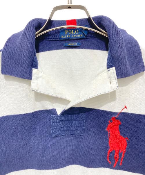 POLO RALPH LAUREN（ポロ・ラルフローレン）POLO RALPH LAUREN (ポロ・ラルフローレン) ビッグポニー 星条旗 ボーダー ポロシャツ ホワイト×ネイビー サイズ:Sの古着・服飾アイテム