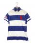 POLO RALPH LAUREN（ポロ・ラルフローレン）の古着「ビッグポニー 星条旗 ボーダー ポロシャツ」｜ホワイト×ネイビー
