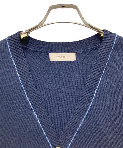 JUSGLITTY（ジャスグリッティー）JUSGLITTY (ジャスグリッティー) シャツカラーVネックアンサンブル ネイビー サイズ:2の古着・服飾アイテム