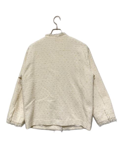 CADUNE（カデュネ）CADUNE (カデュネ) ノーカラーツイードジャケット ベージュ サイズ:36の古着・服飾アイテム