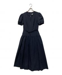 HER LIP TO（ハーリップトゥ）の古着「25AW Pin-Striped Belted Flared Dress」｜ネイビー