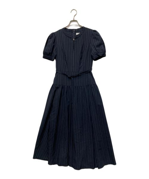 HER LIP TO（ハーリップトゥ）Her lip to (ハーリップトゥ) 25AW Pin-Striped Belted Flared Dress ネイビー サイズ:Sの古着・服飾アイテム