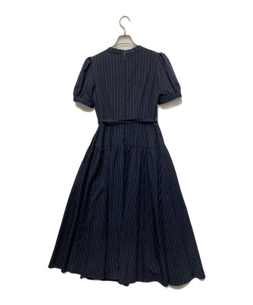HER LIP TO（ハーリップトゥ）Her lip to (ハーリップトゥ) 25AW Pin-Striped Belted Flared Dress ネイビー サイズ:Sの古着・服飾アイテム