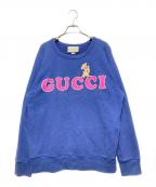 GUCCIグッチ）の古着「ロゴ エンブロイダリー クルーネック スウェット」｜ネイビー