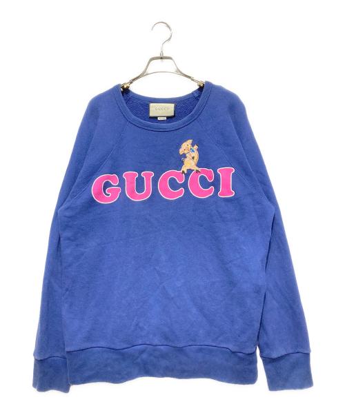 GUCCI（グッチ）GUCCI (グッチ) ロゴ エンブロイダリー クルーネック スウェット ネイビー サイズ:Sの古着・服飾アイテム