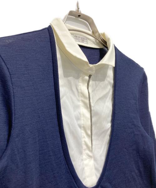 BRUNELLO CUCINELLI（ブルネロクチネリ）BRUNELLO CUCINELLI (ブルネロクチネリ) ニットシャツ ネイビー サイズ:Sの古着・服飾アイテム