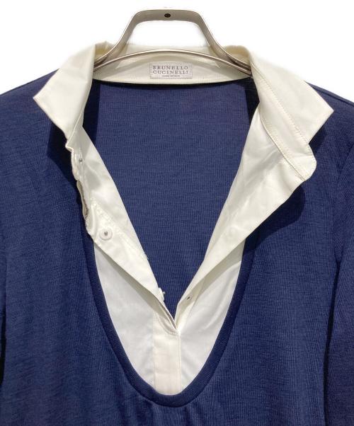 BRUNELLO CUCINELLI（ブルネロクチネリ）BRUNELLO CUCINELLI (ブルネロクチネリ) ニットシャツ ネイビー サイズ:Sの古着・服飾アイテム