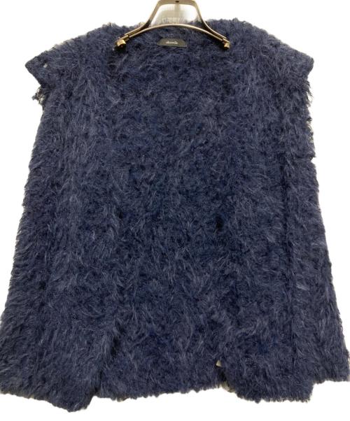 allureville（アルアバイル）allureville (アルアバイル) テープシャギーカーディガン ネイビー サイズ:2の古着・服飾アイテム