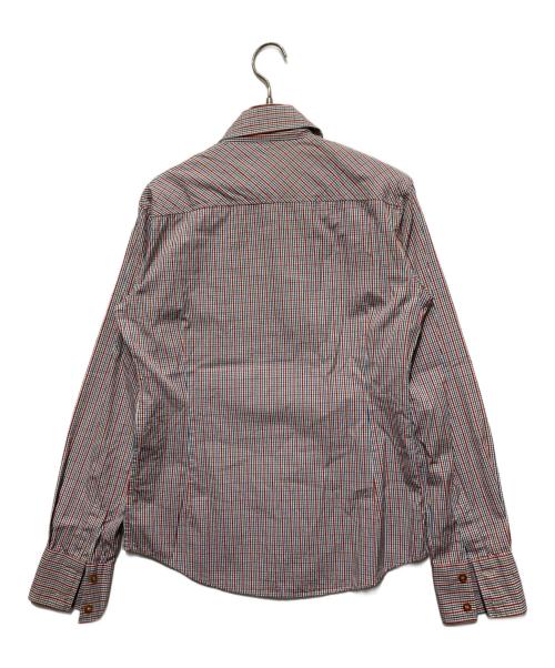 Vivienne Westwood man（ヴィヴィアン ウェストウッド マン）Vivienne Westwood man (ヴィヴィアン ウェストウッド マン) オーブ刺繍デザインチェックシャツ レッド サイズ:44の古着・服飾アイテム