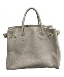 YOUNG & OLSEN The DRYGOODS STORE（ヤングアンドオルセン ザ ドライグッズストア）の古着「EMBOSSED LEATHER BELTED TOTES」｜ベージュ