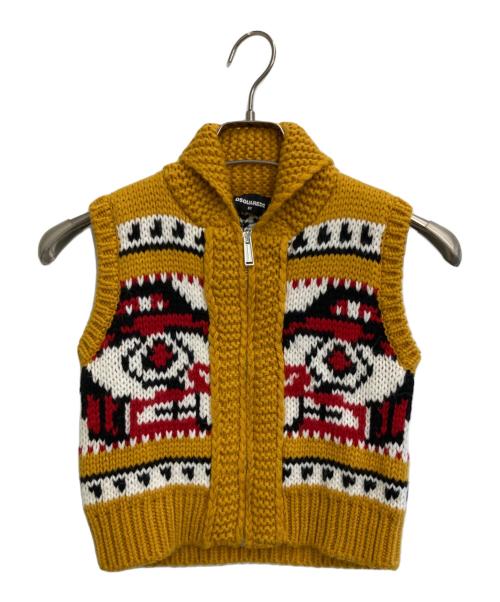 DSQUARED2（ディースクエアード）DSQUARED2　 (ディースクエアード) ジップニットベスト イエロー サイズ:8Yの古着・服飾アイテム