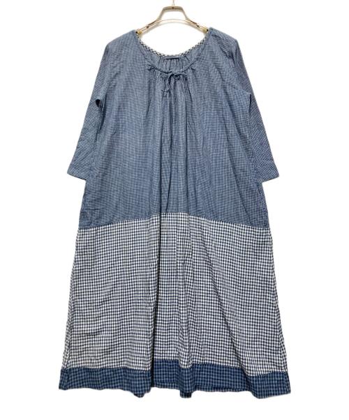 45rpm（45アールピーエム）45rpm (45アールピーエム) チェック切替ワンピース ネイビー サイズ:2の古着・服飾アイテム