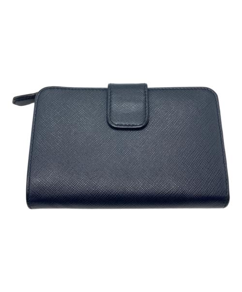 PRADA（プラダ）PRADA (プラダ) サフィアーノ コンパクトウォレット ネイビーの古着・服飾アイテム