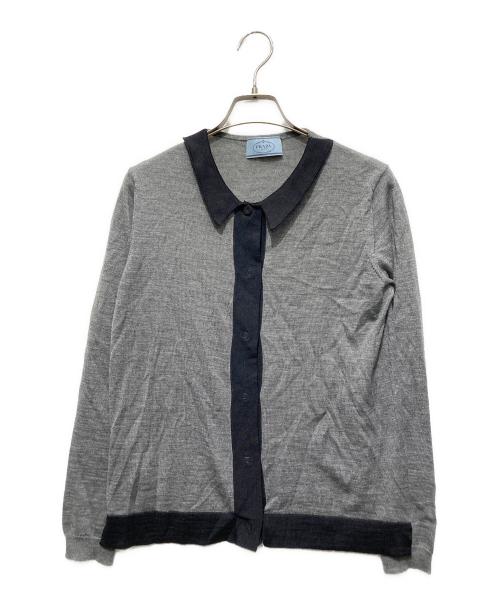 PRADA（プラダ）PRADA (プラダ) シルク混ニットカーディガン グレー サイズ:42の古着・服飾アイテム