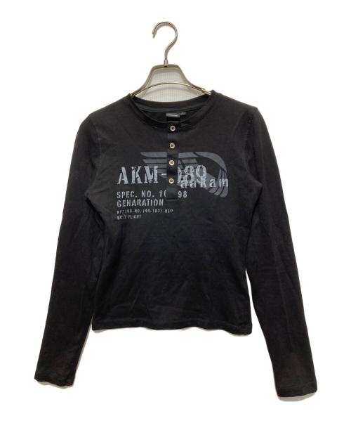AAKAM（アーカム）AAKAM (アーカム) Waffle Henry Neck Long Sleeve ブラック サイズ:1の古着・服飾アイテム