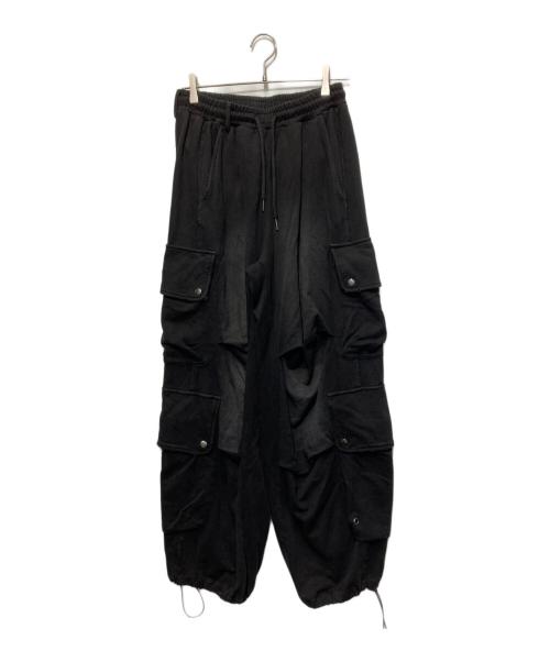 CHIKASHITSU PLUS HIGH（チカシツプラス）CHIKASHITSU PLUS HIGH (チカシツプラス) pocket dirty wash sweat cargo pants ブラック サイズ:1の古着・服飾アイテム