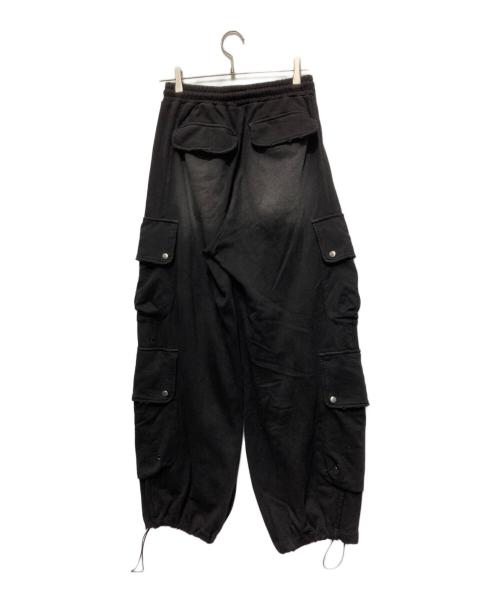 CHIKASHITSU PLUS HIGH（チカシツプラス）CHIKASHITSU PLUS HIGH (チカシツプラス) pocket dirty wash sweat cargo pants ブラック サイズ:1の古着・服飾アイテム