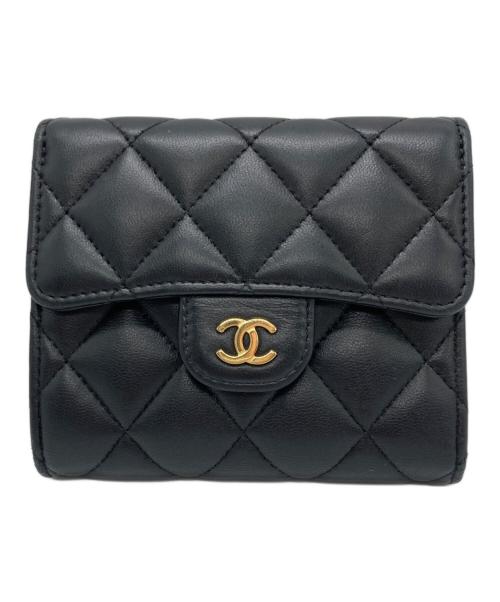 CHANEL（シャネル）CHANEL (シャネル) コンパクトウォレット ブラックの古着・服飾アイテム