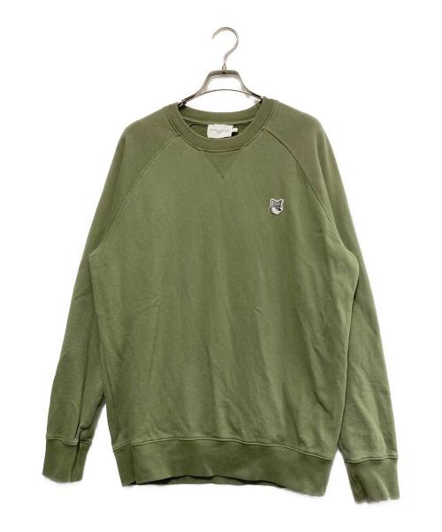 maison kitsune（メゾンキツネ）maison kitsune (メゾンキツネ) GREY FOX HEAD PATCH スウェット カーキ サイズ:Lの古着・服飾アイテム