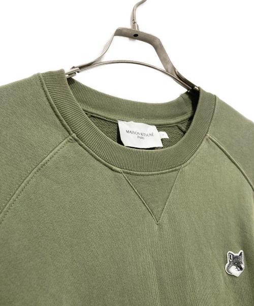 maison kitsune（メゾンキツネ）maison kitsune (メゾンキツネ) GREY FOX HEAD PATCH スウェット カーキ サイズ:Lの古着・服飾アイテム