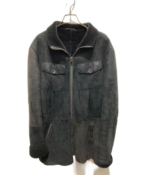 EMPORIO ARMANI（エンポリオ アルマーニ）EMPORIO ARMANI (エンポリオ アルマーニ) 裏ボアムートンレザージャケット ブラック サイズ:50の古着・服飾アイテム