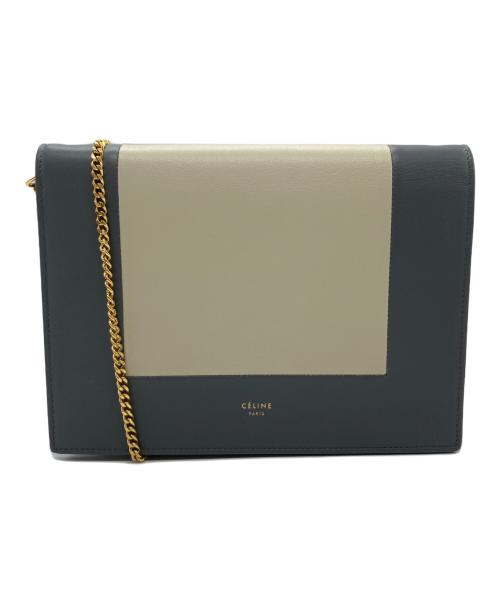 CELINE（セリーヌ）CELINE (セリーヌ) フレームイブニングチェーンウォレット ブルー×ホワイトの古着・服飾アイテム
