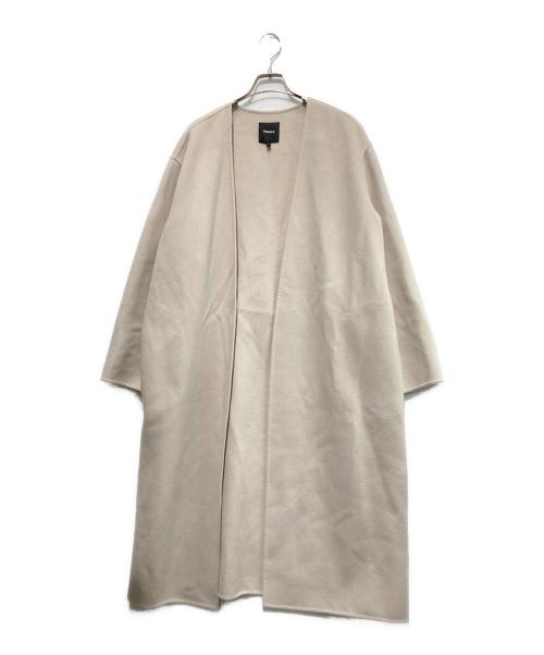 theory（セオリー）theory (セオリー) カシミヤブレンドノーカラーコート ベージュ サイズ:Mの古着・服飾アイテム