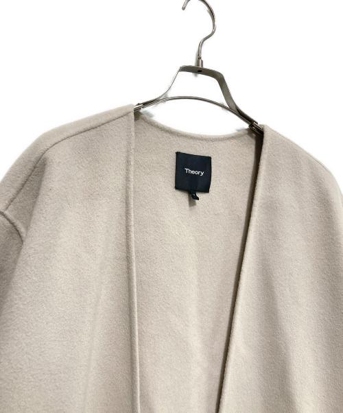 theory（セオリー）theory (セオリー) カシミヤブレンドノーカラーコート ベージュ サイズ:Mの古着・服飾アイテム