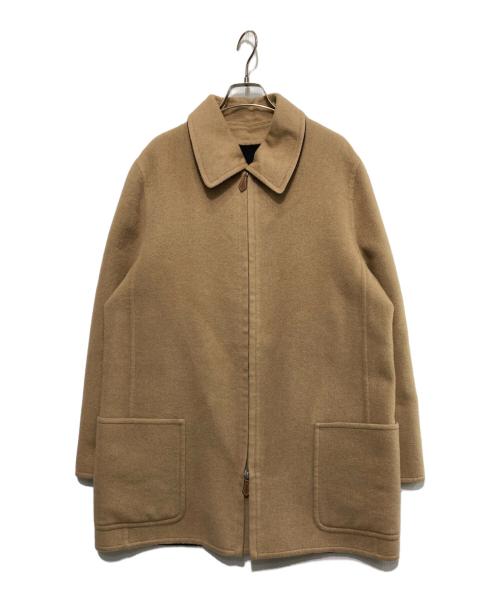 HERMES（エルメス）HERMES (エルメス) カシミヤキャメルダブルフェイスジップコート ベージュ×ブラック サイズ:42の古着・服飾アイテム