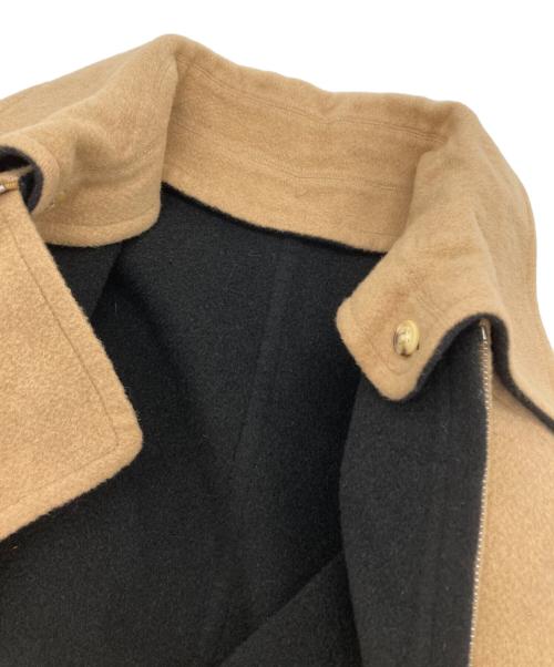 HERMES（エルメス）HERMES (エルメス) カシミヤキャメルダブルフェイスジップコート ベージュ×ブラック サイズ:42の古着・服飾アイテム