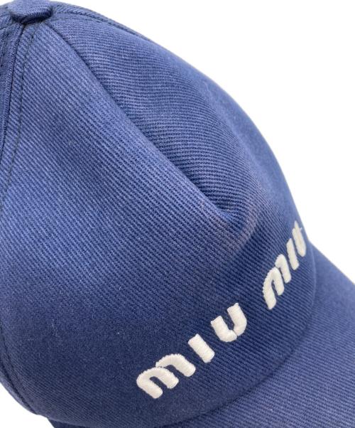 MIU MIU（ミュウミュウ）MIU MIU (ミュウミュウ) ドリル ベースボールキャップ ネイビーの古着・服飾アイテム