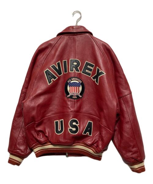 AVIREX（アヴィレックス）AVIREX (アヴィレックス) レザージャケット レッド サイズ:Mの古着・服飾アイテム