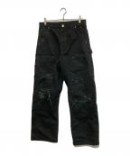 KAMIYAカミヤ）の古着「BORO Duck Painter Pants/ダブルニー」｜ブラック