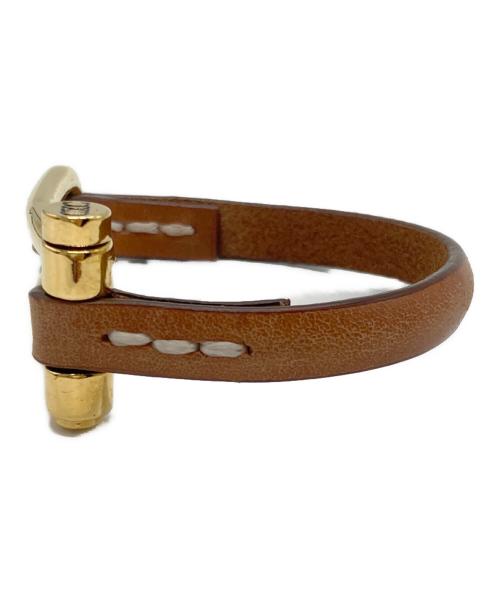 CXC（シーエックスシー）CXC (シーエックスシー) BUCKLE X LETHER ブレスレット ゴールド×ブラウンの古着・服飾アイテム