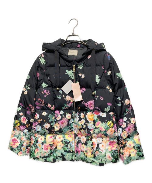 Rose Tiara（ローズティアラ）Rose Tiara (ローズティアラ) 花柄ダウンジャケット ブラック サイズ:38の古着・服飾アイテム