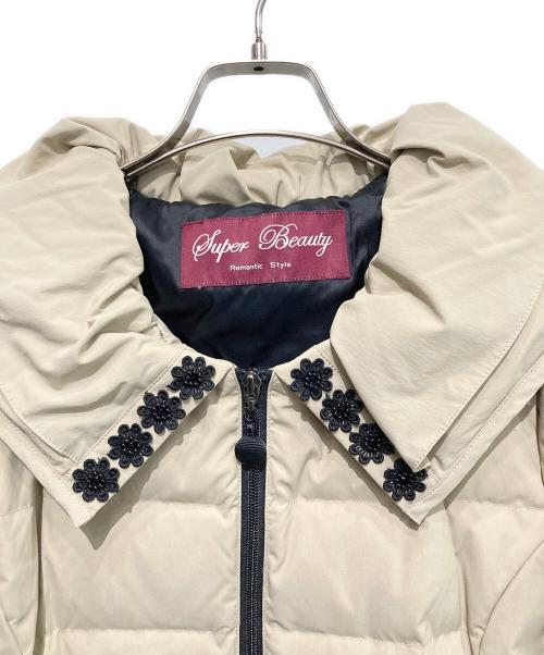 Super Beauty（スーパービューティ）Super Beauty (スーパービューティ) ビジュー レース切替ダウンジャケット ベージュ サイズ:42の古着・服飾アイテム
