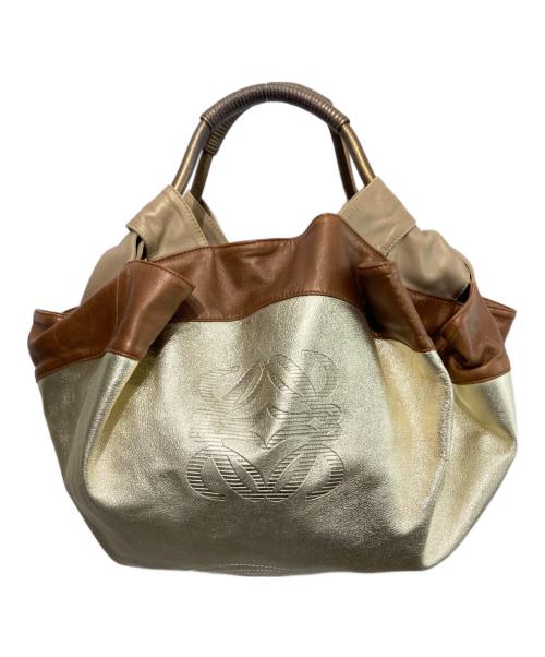 LOEWE（ロエベ）LOEWE (ロエベ) ナッパアレイハンドバッグ ベージュ×ブラウンの古着・服飾アイテム