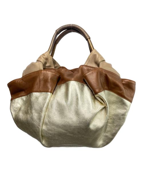 LOEWE（ロエベ）LOEWE (ロエベ) ナッパアレイハンドバッグ ベージュ×ブラウンの古着・服飾アイテム