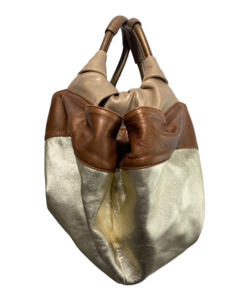 LOEWE（ロエベ）LOEWE (ロエベ) ナッパアレイハンドバッグ ベージュ×ブラウンの古着・服飾アイテム